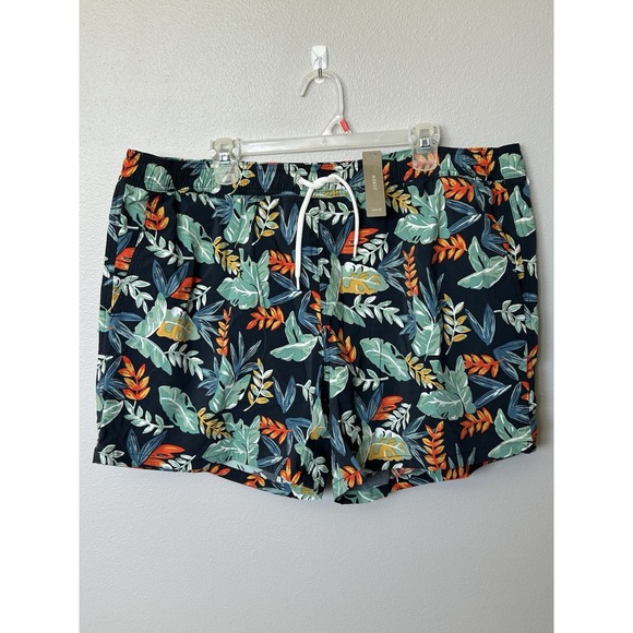J. Crew Men's 6" stretch eco swim‎ trunk tropical print XXL. Summer Beach Vaca - Picture 1 of 8